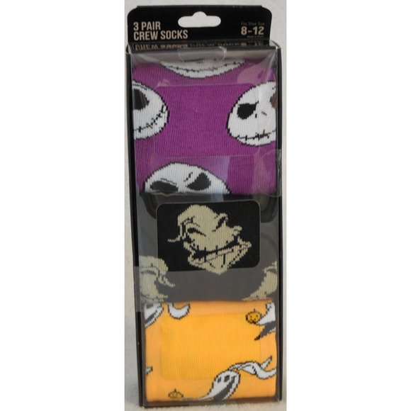 The Nightmare before Christmas Crew Socks 3 Pair Pack Men's Shoe Size 8 to 12 - Picture 2 of 3